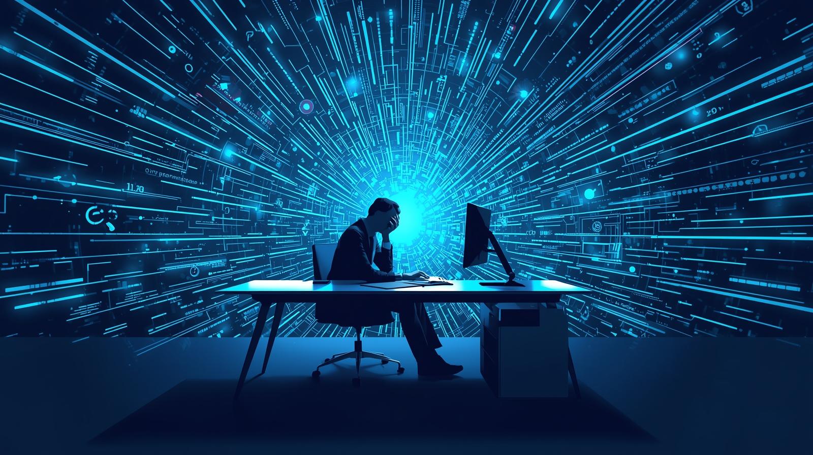 Nonprofit staff experiencing stress and burnout from AI automation and change