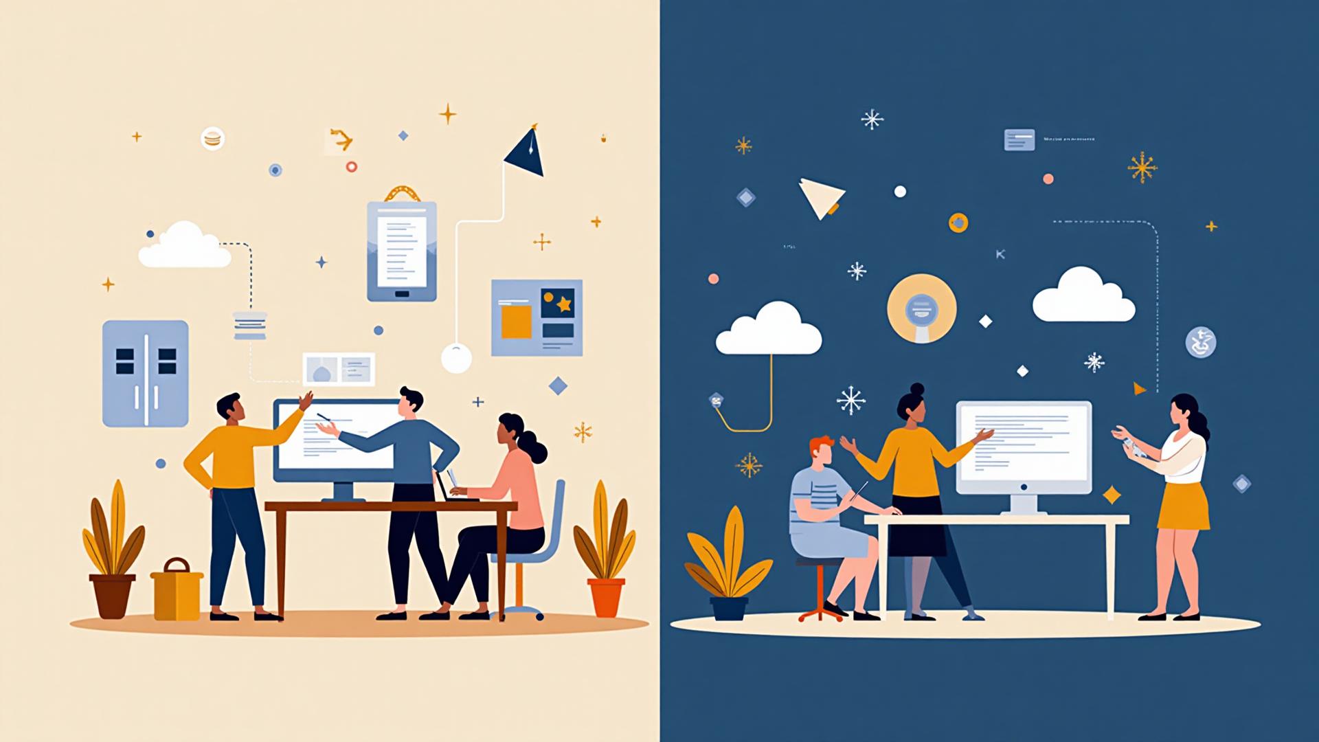 Illustration comparing outsourcing versus in-house AI infrastructure decisions for nonprofit organizations