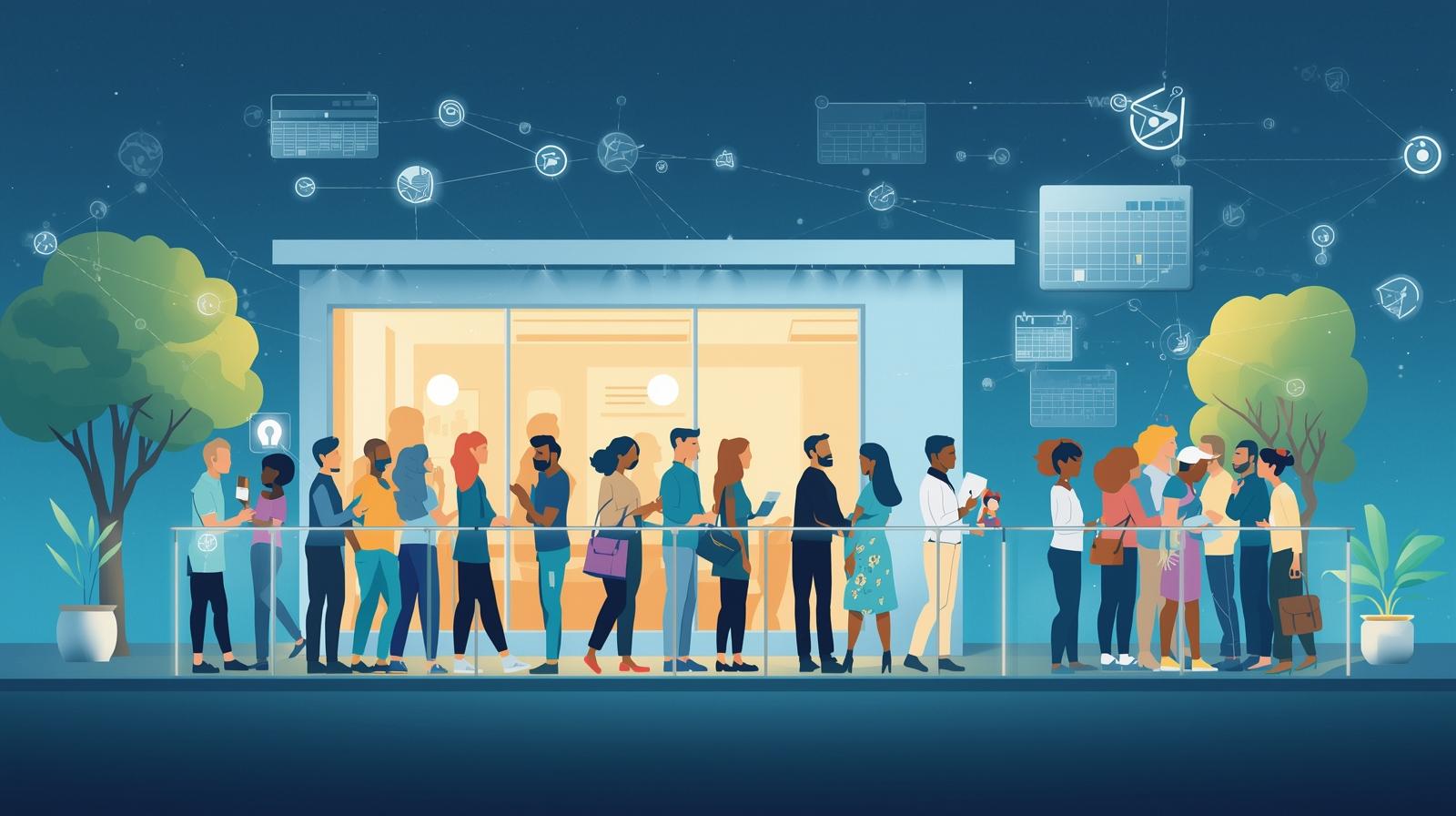 Visualization of AI helping manage nonprofit waiting lists and capacity constraints