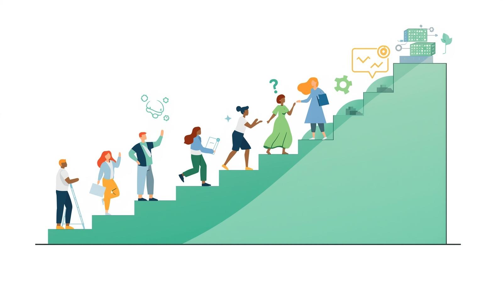 Nonprofit team learning AI skills together in training session