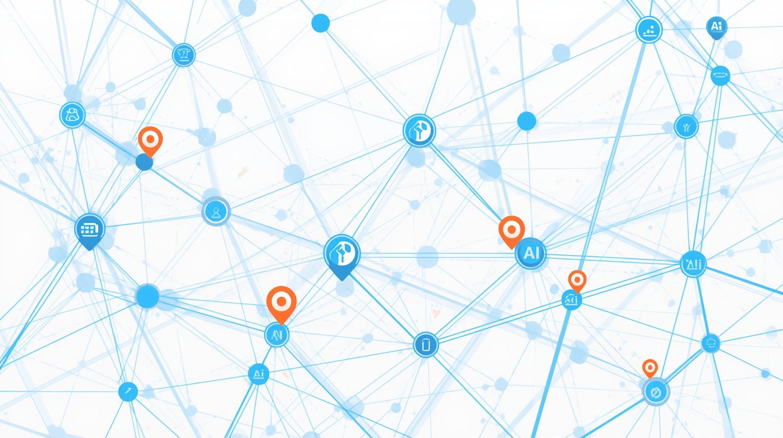 Network diagram representing federated nonprofit structure with AI coordination