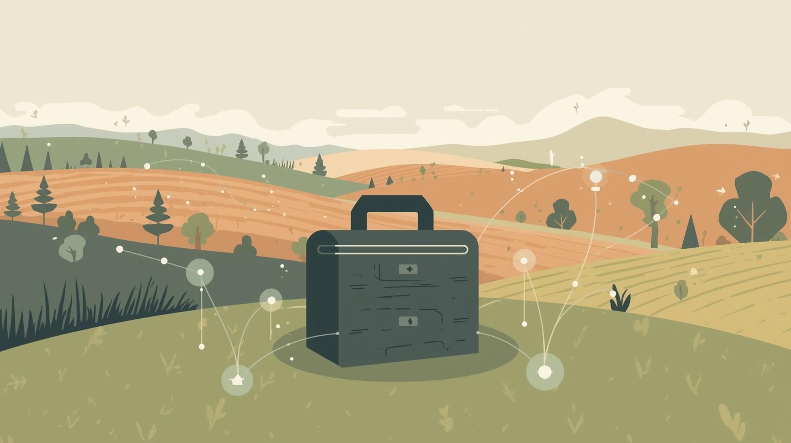 Nonprofit workers using AI tools in a rural setting without internet connectivity